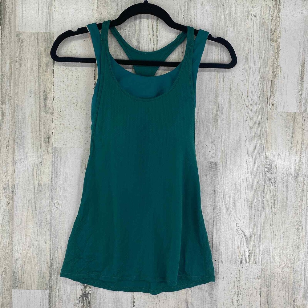 Lululemon Workout All Sport Support Tank Womens 2 Green Layered Racer Back - Picture 3 of 9